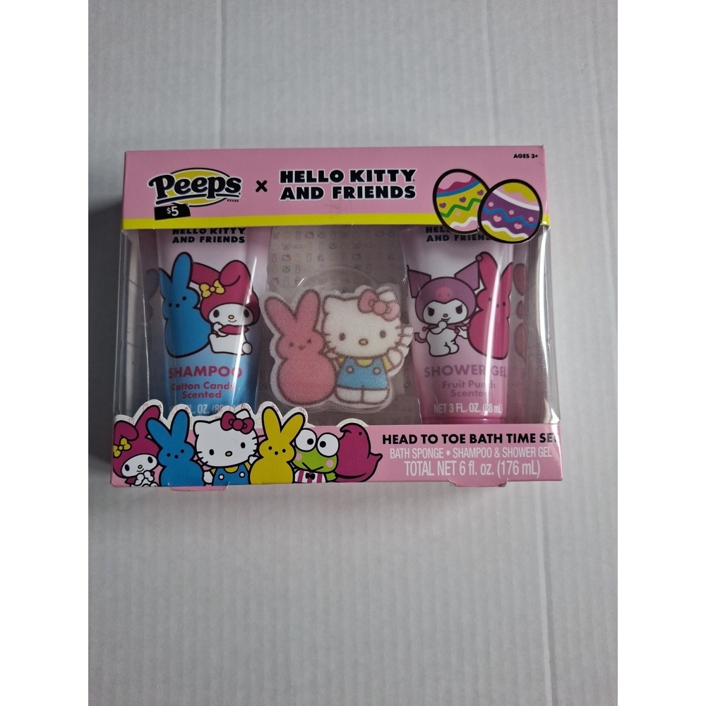 Hello Kitty Head to Toe Bath Time Set Easter Peeps Shampoo Shower Gel Sponge‎ 3+